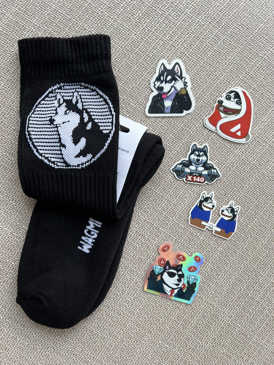 My @AvaxHusky socks arrived with some free $HUSKY stickers 🌕