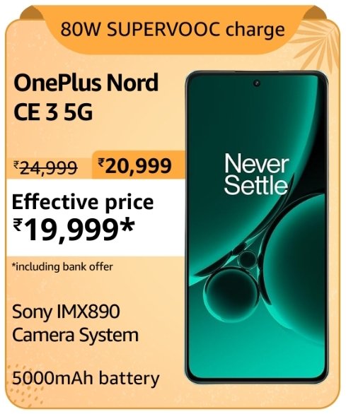 OnePlus Nord CE 3 ~ 💰 19999₹
#OnePlusNordCE3 #Amazon #GreatSummerSale