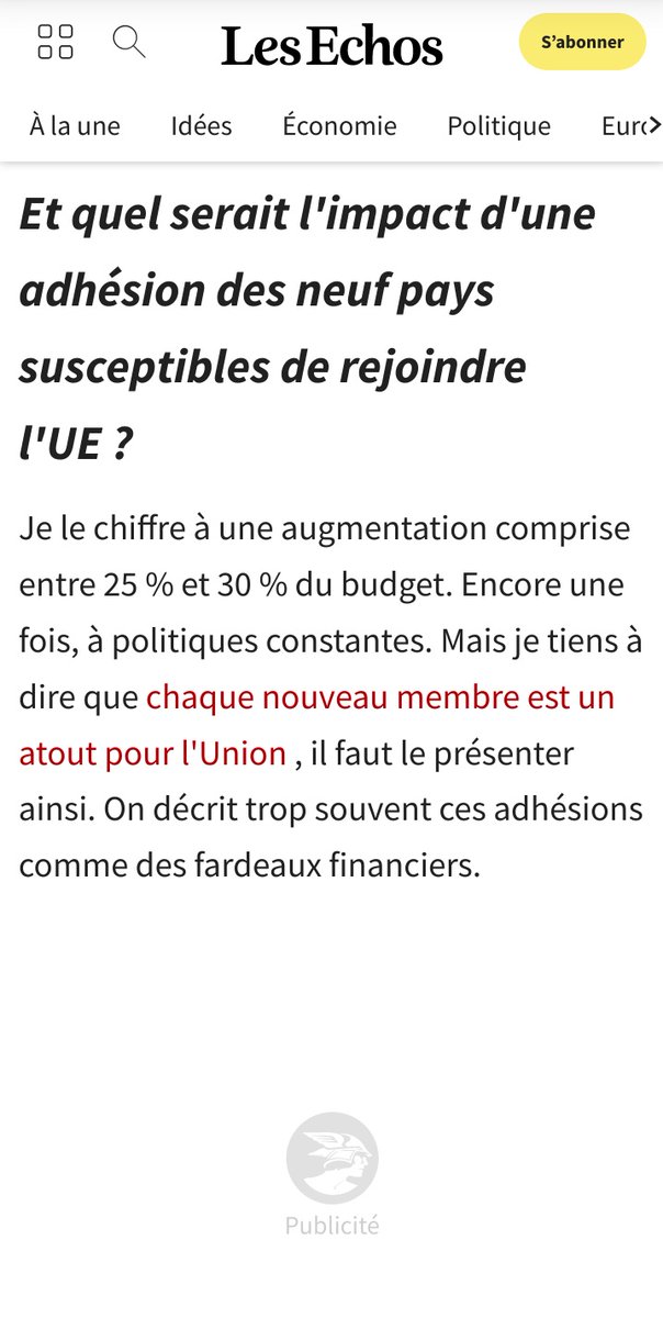 Des nouvelles sur les ressources propres (ou pas) pour rembourser le plan de relance.
'Avec le risque qu'on finisse par rembourser NGEU avec des contributions nationales.'

📈 du budget 🇪🇺 avec l'arrivée de nouveaux pays.
'une augmentation comprise entre 25 % et 30 % du budget'