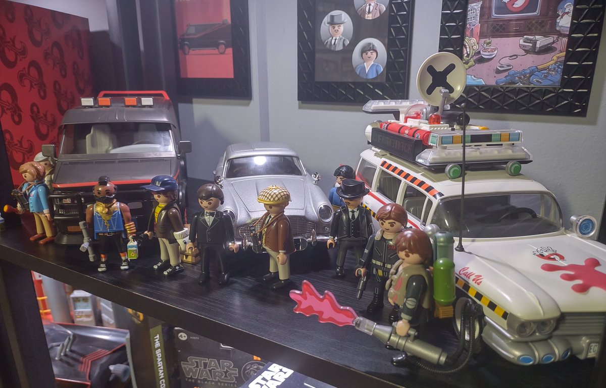 Playmobil A Team, Ghostbusters Ecto 1-A and James Bond shelf done!