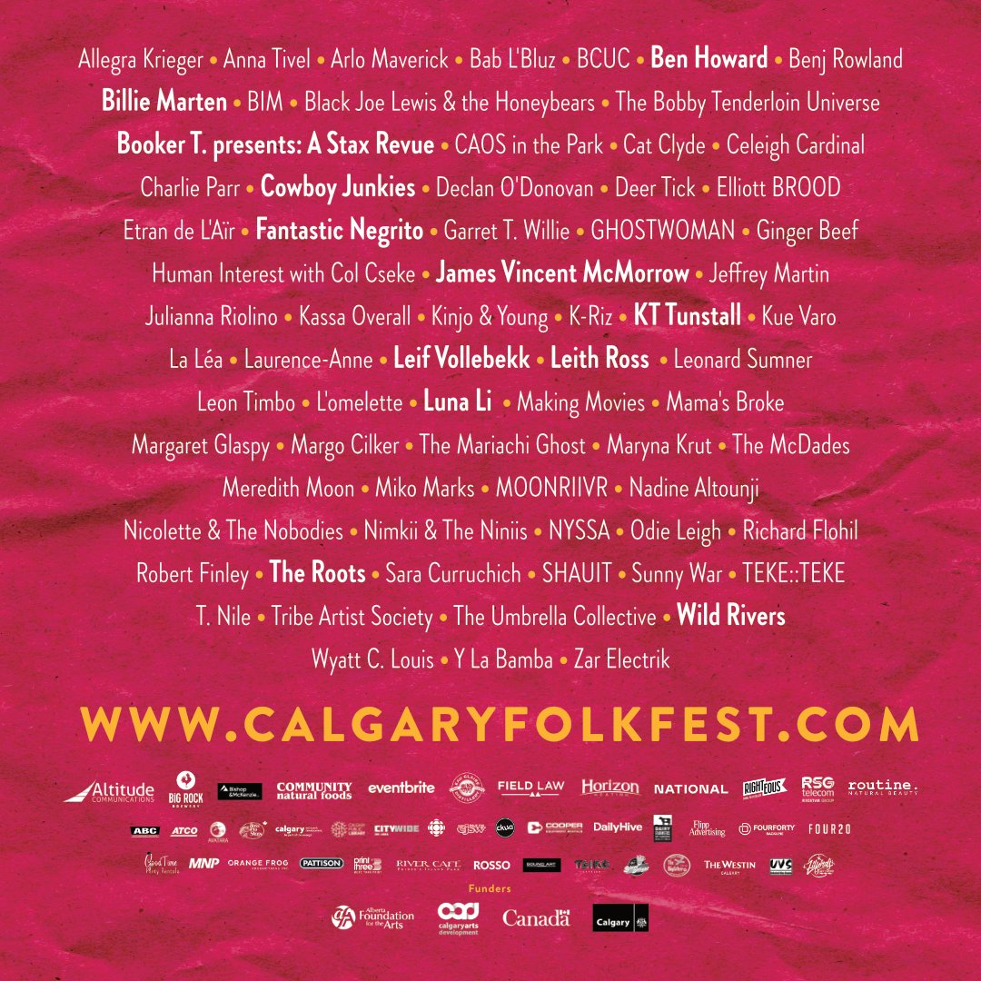 Buckle up Calgary, we're bringing the world to your doorstep for an electrifying, adventure-filled weekend. The Calgary Folk Music Festival's 45th anniversary kicks off July 25–28 on Prince's Island Park, powered by @atbfinancial Tickets: eventbrite.ca/e/calgary-folk…