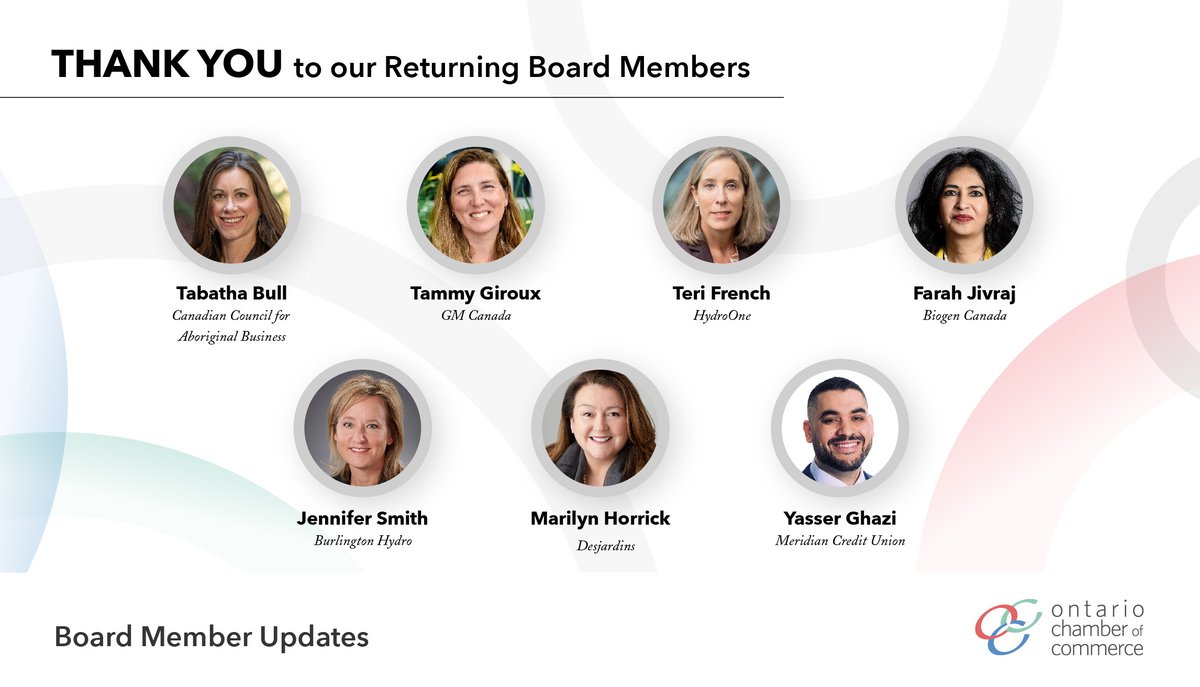 The @OntarioCofC extends our gratitude to our returning board members. We look forward to continuing to work with you to drive inclusive, sustainable growth across Ontario.
