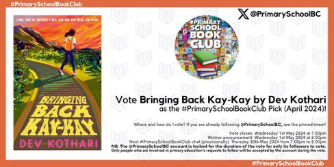 Please vote for me! 🙏🏽 I'm so happy that Bringing Back Kay-Kay has been included in the #PrimarySchoolBookClub April 2024 vote this evening. 💛 Head to @PrimarySchoolBC & vote for it using the pinned tweet! @WalkerBooksUK @LollyPopPR @Emdashing_ @skeetermeeter #edutwitter