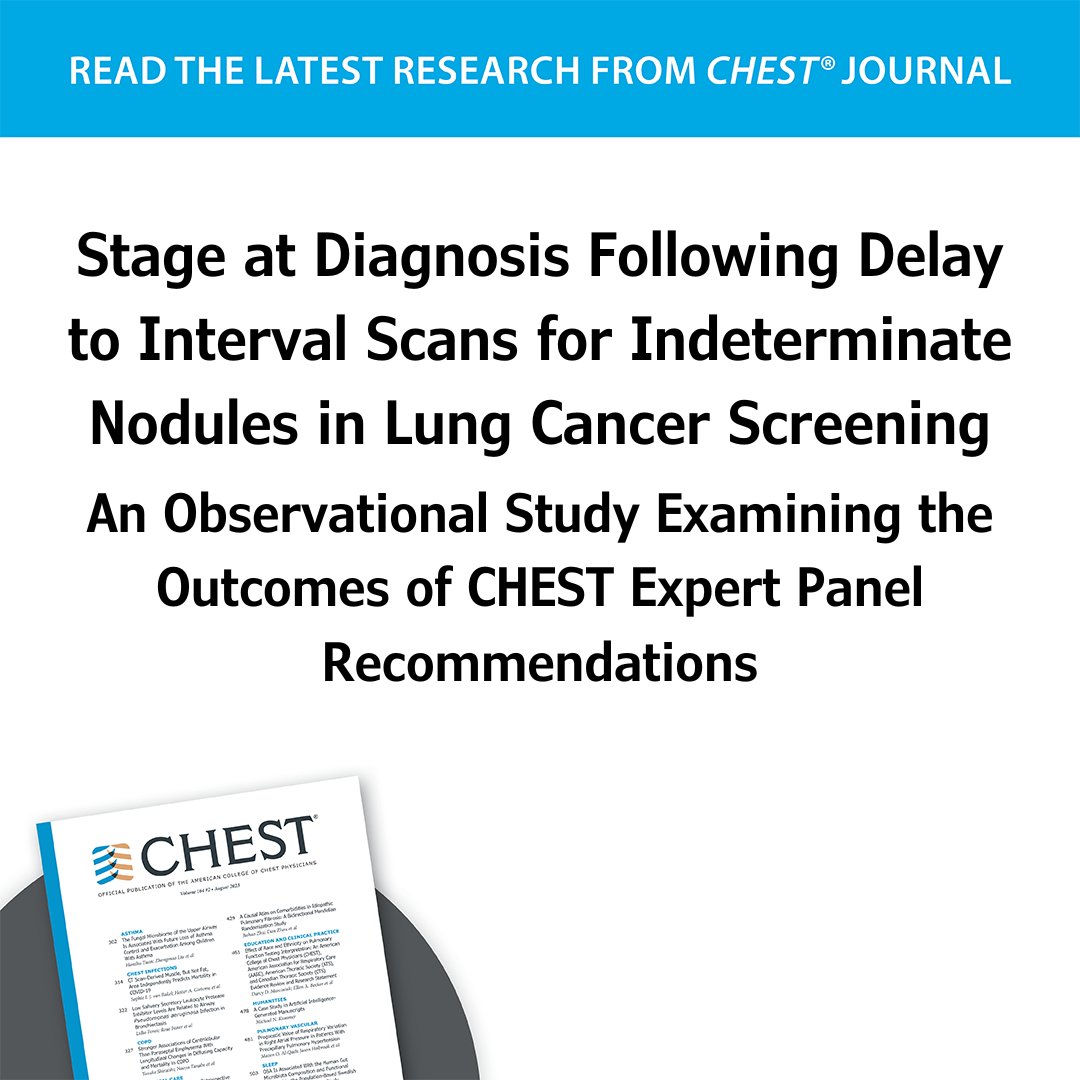 An observational study examines whether the delay of interval scans for indeterminate nodules within the timescale proposed by the CHEST expert panel was associated with an increased proportion of cancers diagnosed at stage 2 or above. hubs.la/Q02vqYj50
#LungCancerScreening