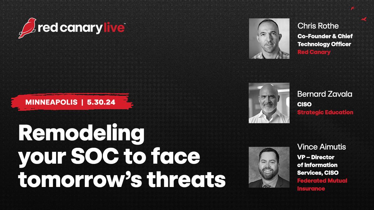At Red Canary Live Minneapolis, security leaders from @StrategicEdu, @federatedins, and #RedCanary will explore how an intelligence-led approach is helping modern SOCs deliver better business outcomes. redcanarylive.cventevents.com/event/minneapo…