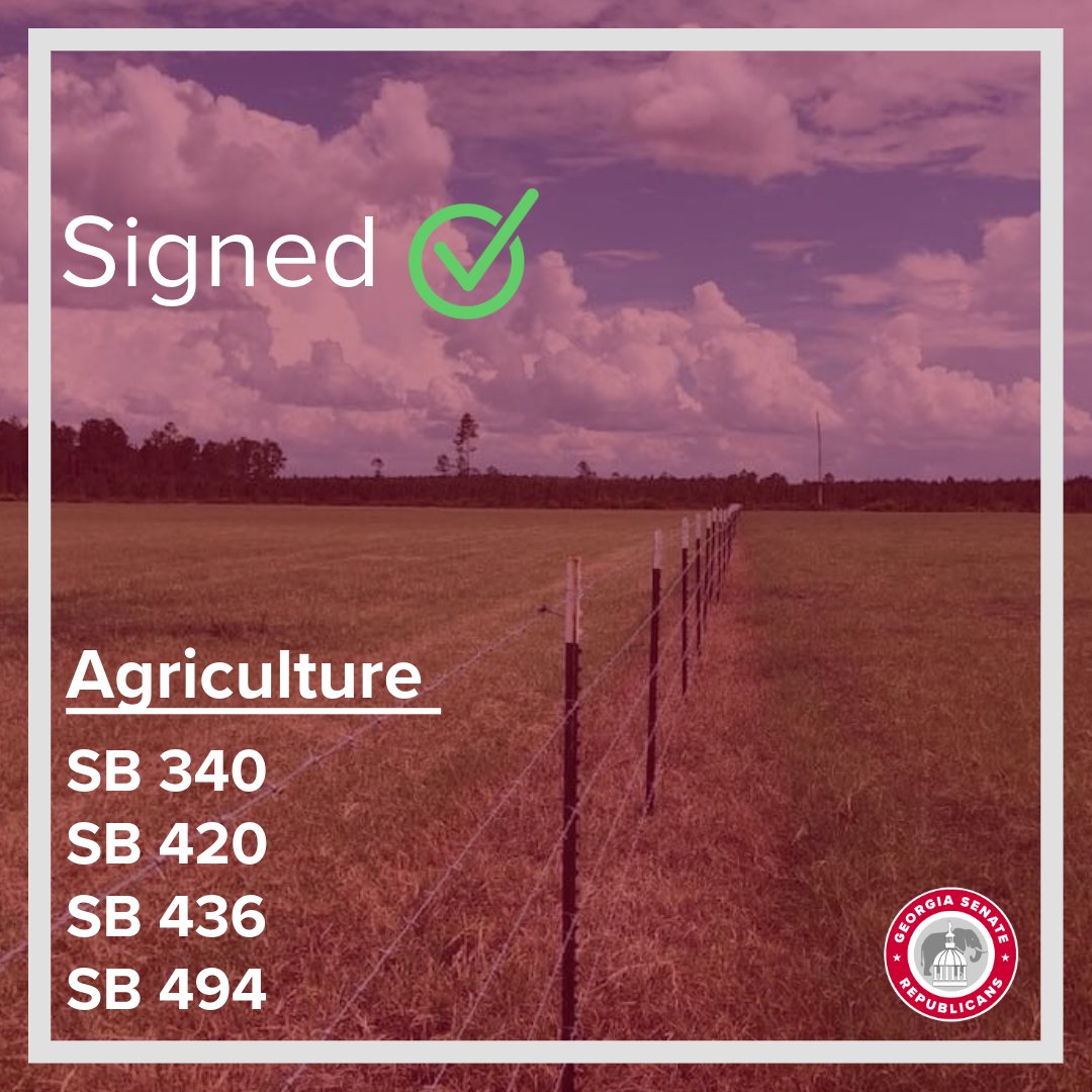 Senate Republicans understand the family farm is the economic engine of rural Georgia and are committed to continuing to protect the #1 industry in our state. With the signing of legislation including SB 420, which bans foreign adversaries from buying Georgia farmland, we are