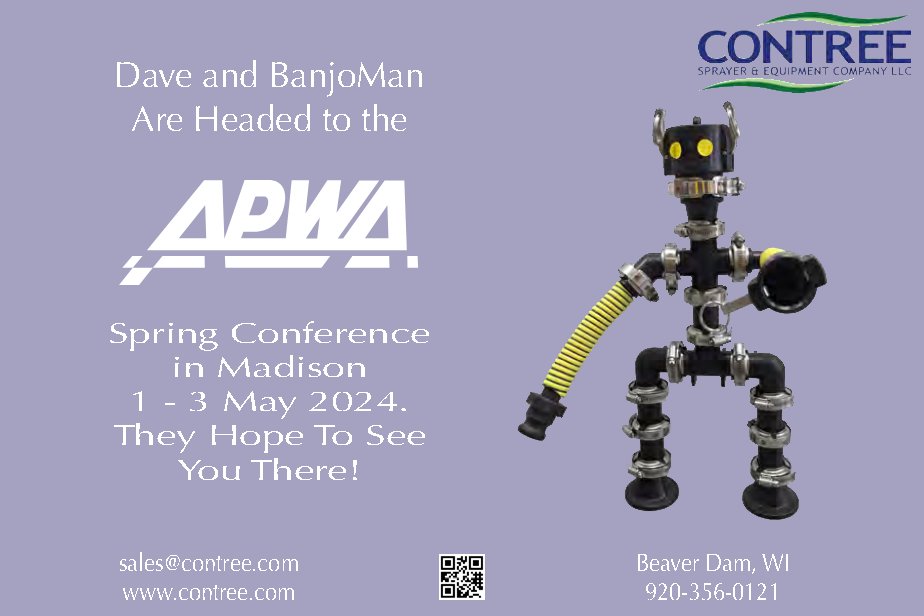 ContreeSprayer's tweet image. Dave &amp;amp; BanjoMan will be at the @APWAWisconsin  Spring Conference this week. Stop by to tell them hi!
#theadventuresofbanjoman #tradeshowseason #customunit @BanjoCorp