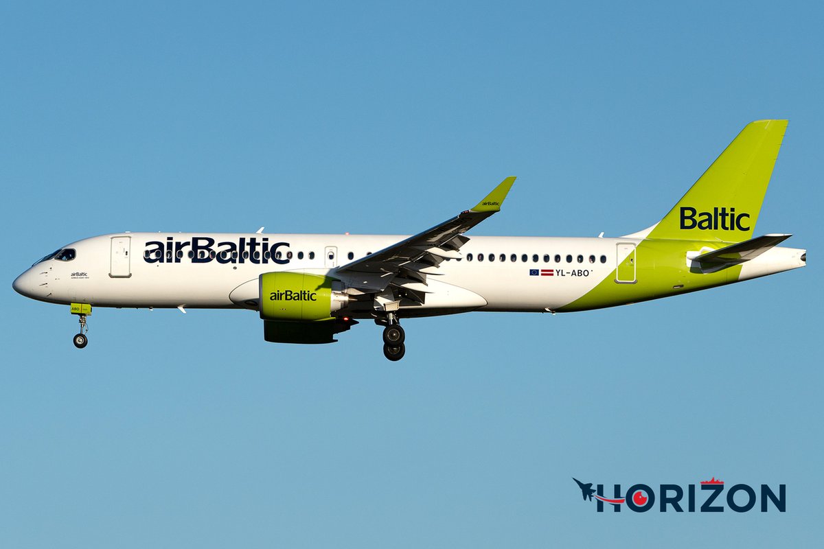 Air Baltic Airbus A220-300 YL-ABO landing at Athens International Airport, 9th April 2024. Photo: Christian Camilleri High Res: bit.ly/3wqvs3A #AirBaltic #AirbusA220 #AvGeek #Aviation #PlaneSpotting #Planespotter