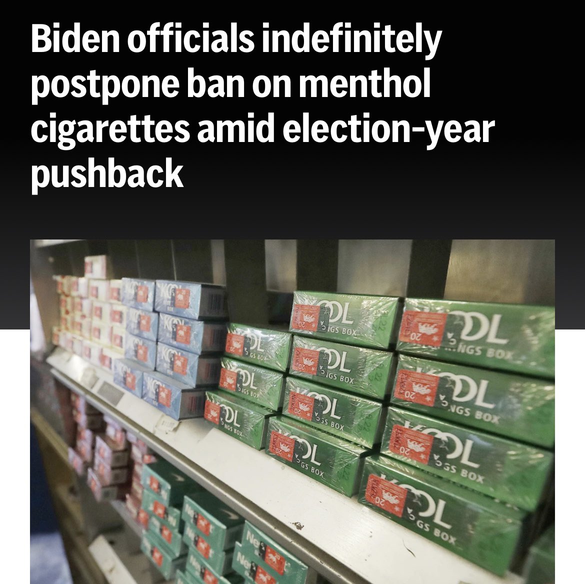 Biden is losing Black voters and is attempting to deceive them by canceling the ban on menthol cigarettes.