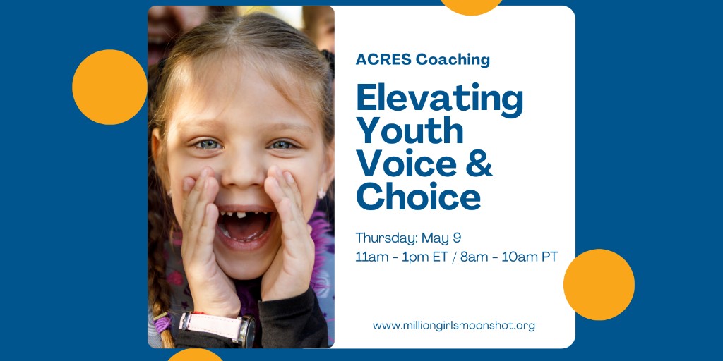 📣 Don't miss ACRES Coaching: Elevating Youth Voice and Choice! Learn strategies for empowering youth to shape their STEM experiences. May 9 from 11am - 1pm EST. Register today with code AC351VC. bit.ly/3Sakuay