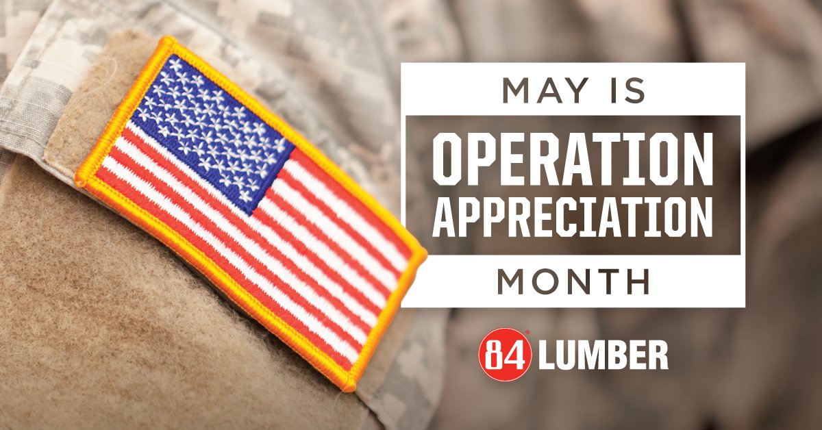 May is #MilitaryAppreciationMonth, and we're excited to kick off our ninth annual #OperationAppreciation at #84Lumber! Join us throughout the month as we give back and honor #militarymembers and #veterans. 🎖️ 🦅 ➡️ lbmjournal.com/84-lumber-hono…