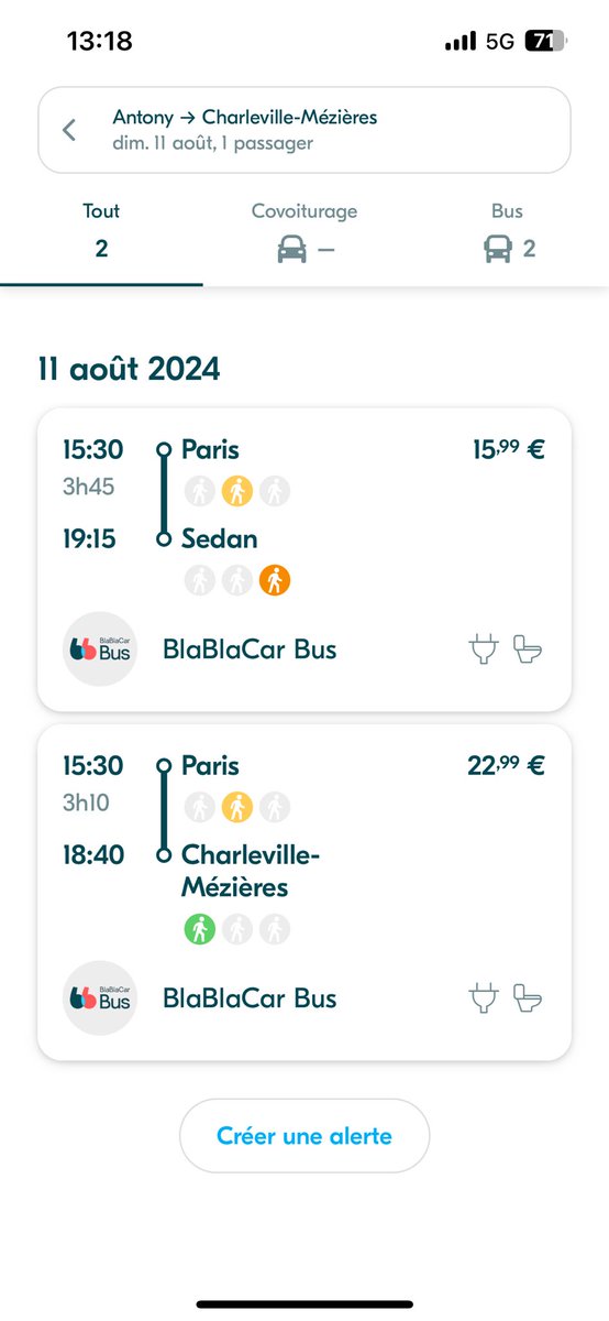 @BlaBlaCar_FR  le trajet Paris - Sedan coûte moins que le Paris - Charleville-Mezieres, alors que c’est le même cars. En plus le Paris - Sedan fait un arrêt à Charleville. Ou est la logique ?