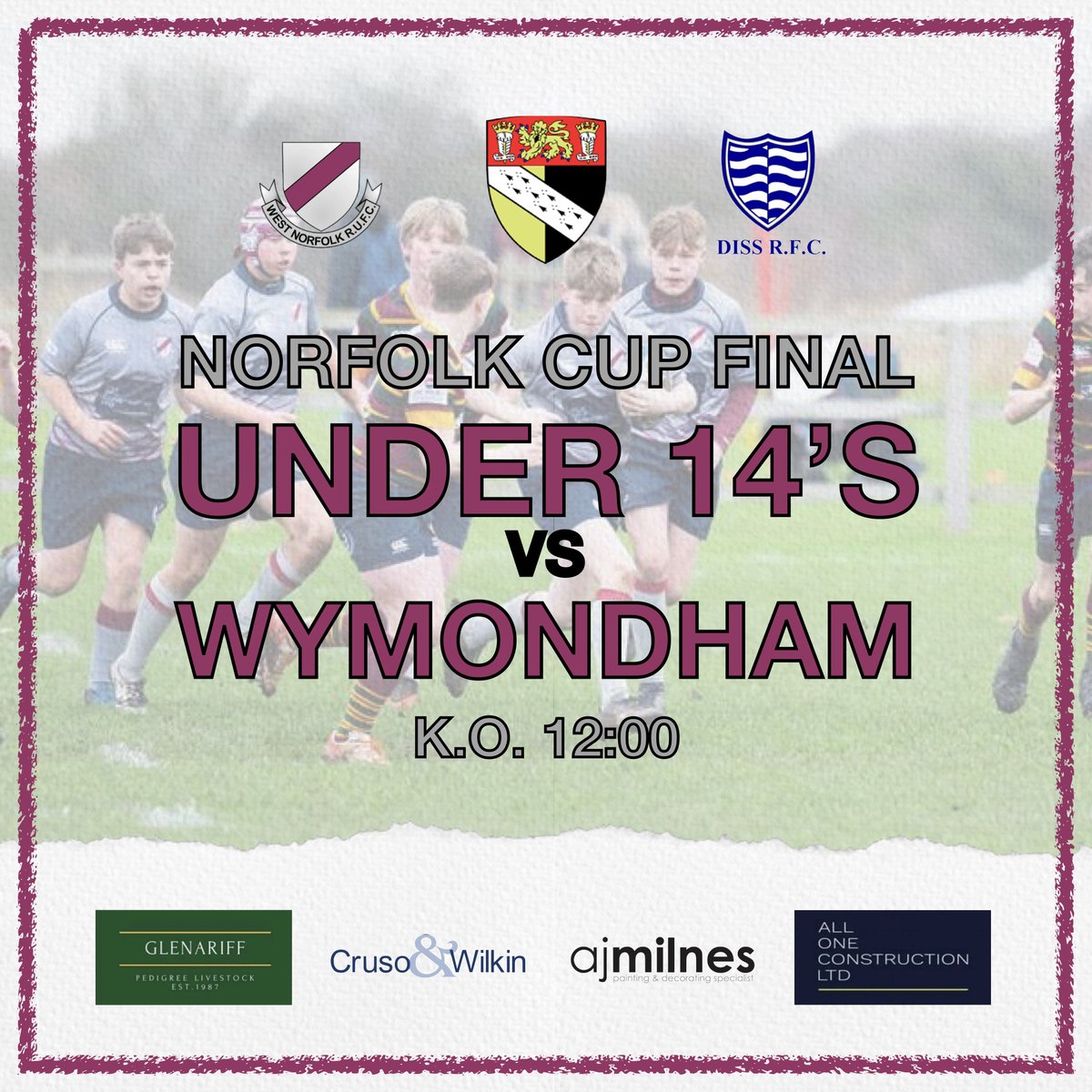 The Norfolk Big Rugby Weekend is back at Diss RFC! WNRUFC are well represented and are pleased to announce the Under 14’s, 15’s, 16’s and Women’s XV will be playing and competing for silverware this Sunday 5th May! 

We wish all teams participating the best of luck! 

#upthewest