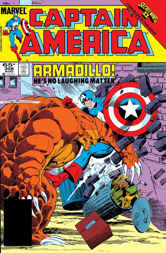 On #ThisDayInSupervillainHistory
39 years ago in Captain America #308, the Armadillo turned to crime to pay for his wife's medical bills. Once cured, she dumped him. He continued criming so he could pay to  reverse the process that had fused his costume to his body.