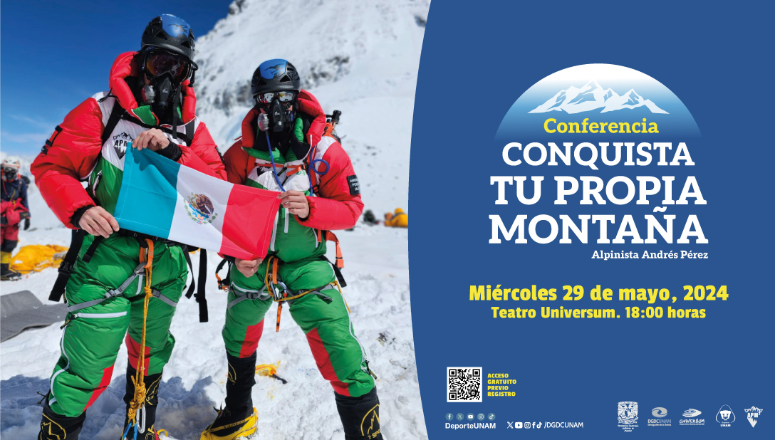 No te pierdas esta increíble conferencia y descubre cómo se prepararon Andrés Pérez y su hijo para ser la primera cordada padre-hijo de América Latina en el Everest. Sólo en @UniversumMuseo 🏅❄️🧗‍♂️🏔️ @DGDCUNAM @DeporteUNAM