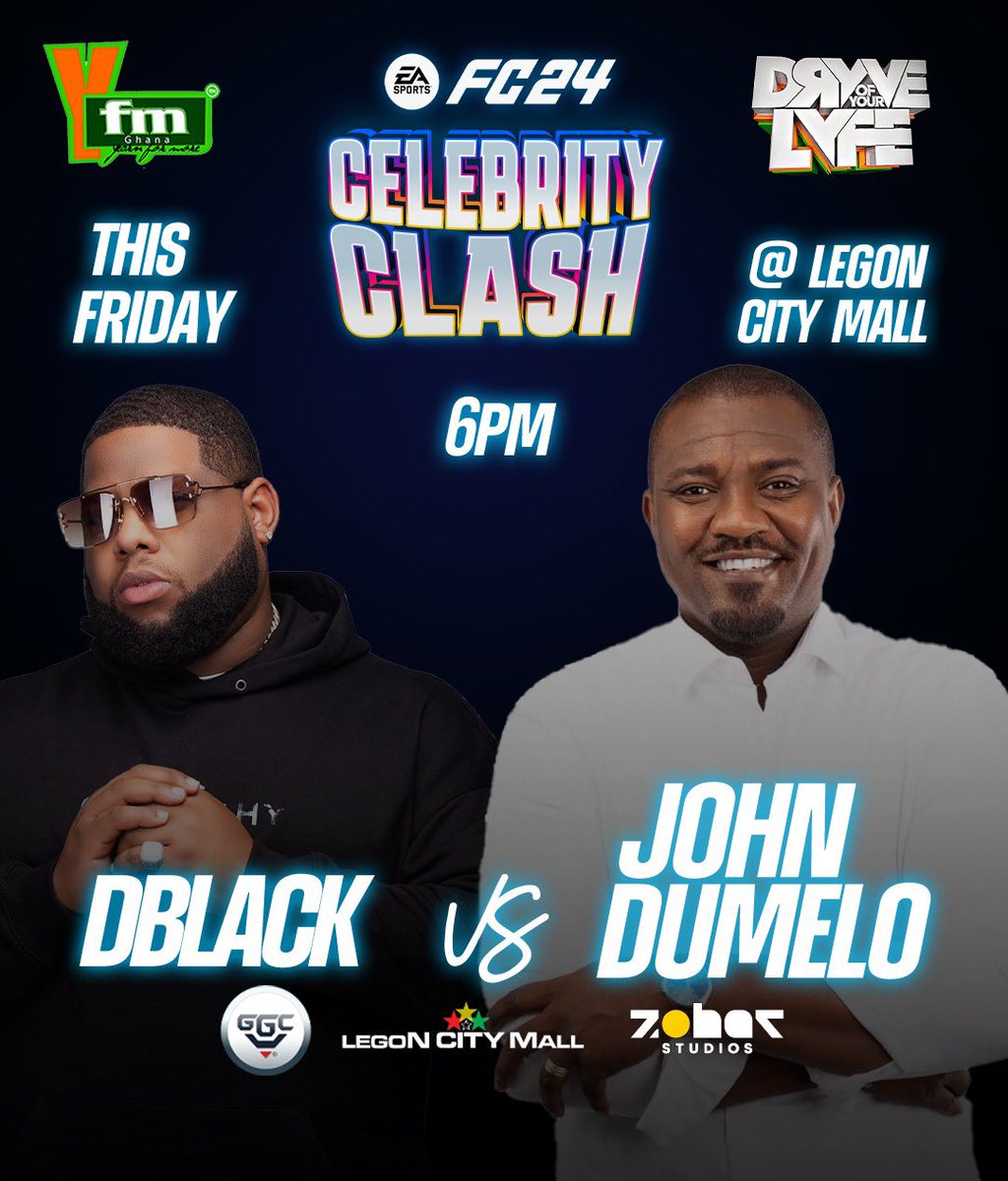 We’ve got a massive matchup!

We will have @johndumelo taking on @DBLACKGH for the #FC24CelebrityClash!!

Make your way to the first floor of the @legoncitymall, brought to you by @Y1079FM & #TheDrYve, @zoharstudios & @ggcchannels