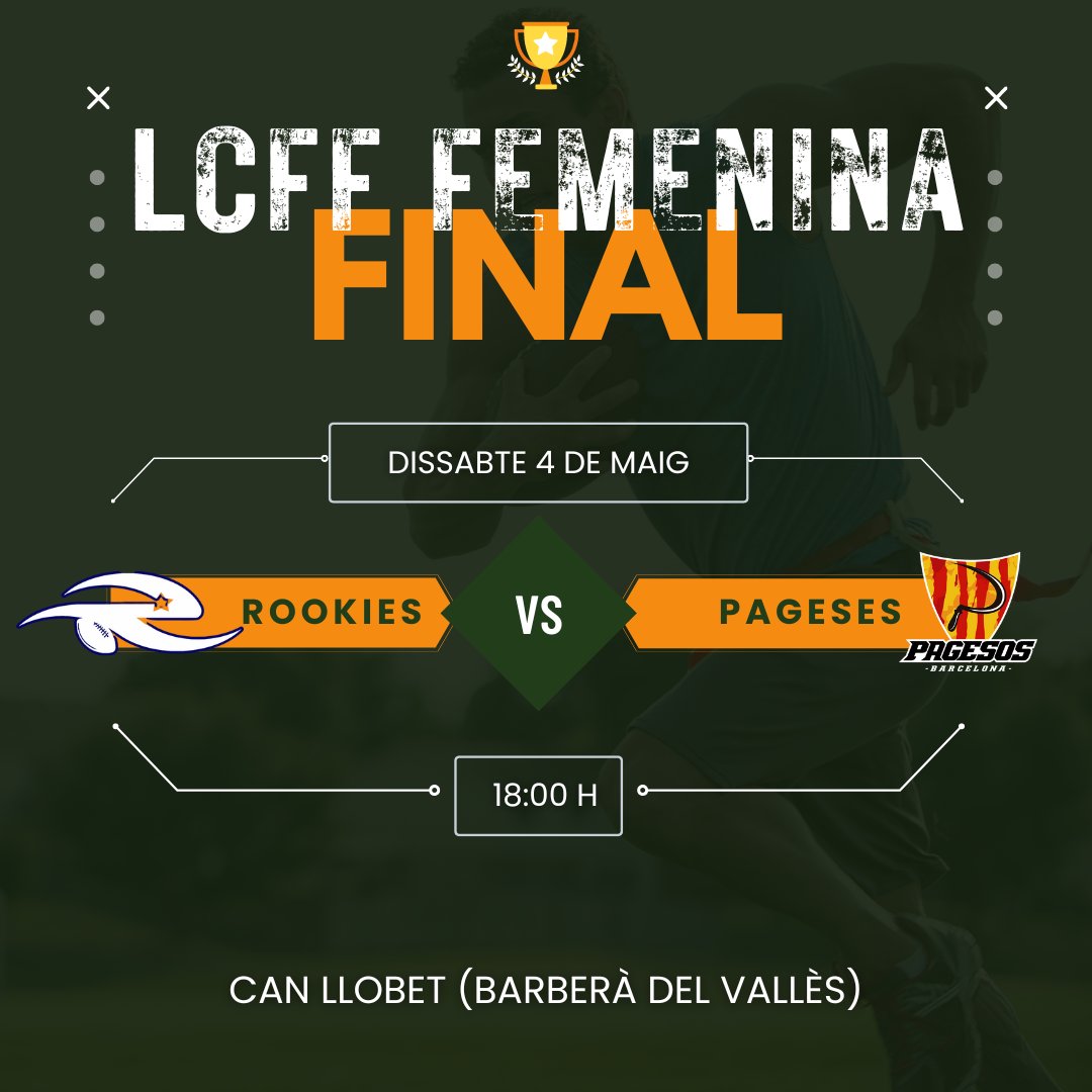 FCFAtwi's tweet image. 🏈 HORARIS CAP DE SETMANA 

🏆 FINAL #LCFF Femenina 

#FCFA #flagfootball #Futbolflag @UFECcat @esportcat @bcnpagesos @barberarookies