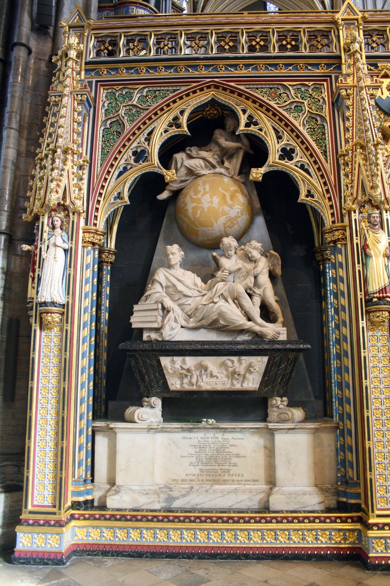 Collegiate Church of St. Peter (Westminster Abbey), London. Monument to Sir Isaac Newton d.1727 designed by William Kent, sculpted by John Michael Rysbrack. Photo: 03.03.2023. #London #WestminsterAbbey #IsaacNewton #WilliamKent #JohnRysbrack @Portaspeciosa