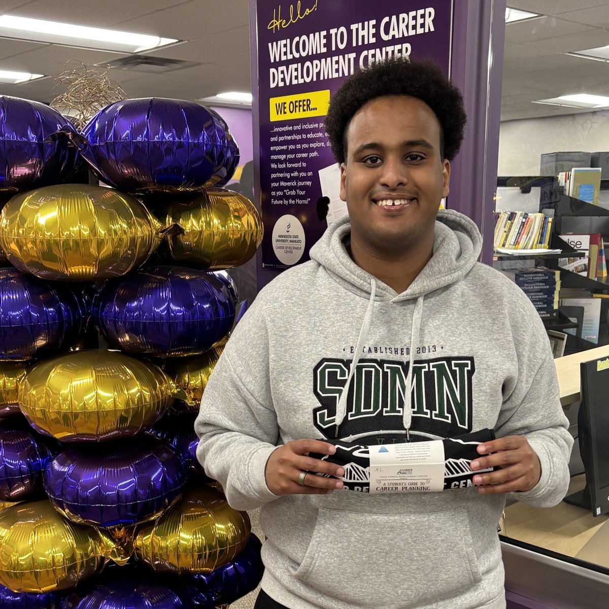 What's your MAVERICK MILESTONE? Mohamed Warsame is celebrating his MAVERICK MILESTONE as he is graduating this May with a degree in Mass Communications and a minor in Film Studies! 🤘 Congrats, Mohamed! #MNSU #MavFam #MavGrad2024