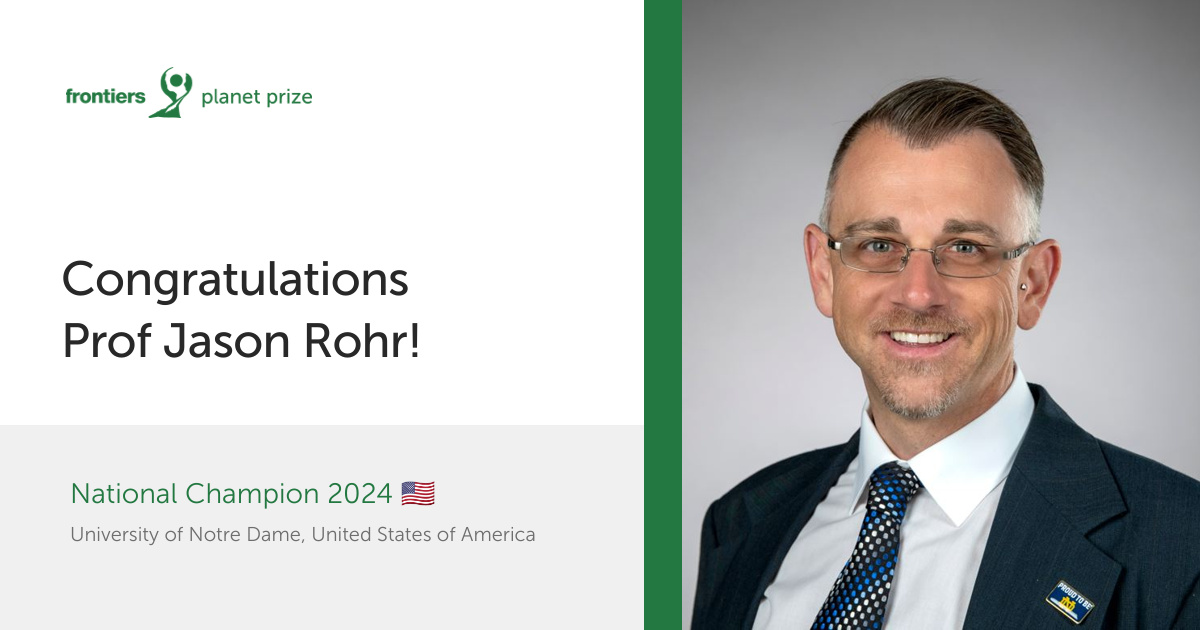 Jason Rohr has been named the United States national champion for the Frontiers Planet Prize. This award recognizes research that accelerates solutions in the field of sustainability science. 💧 bit.ly/3UctJqq