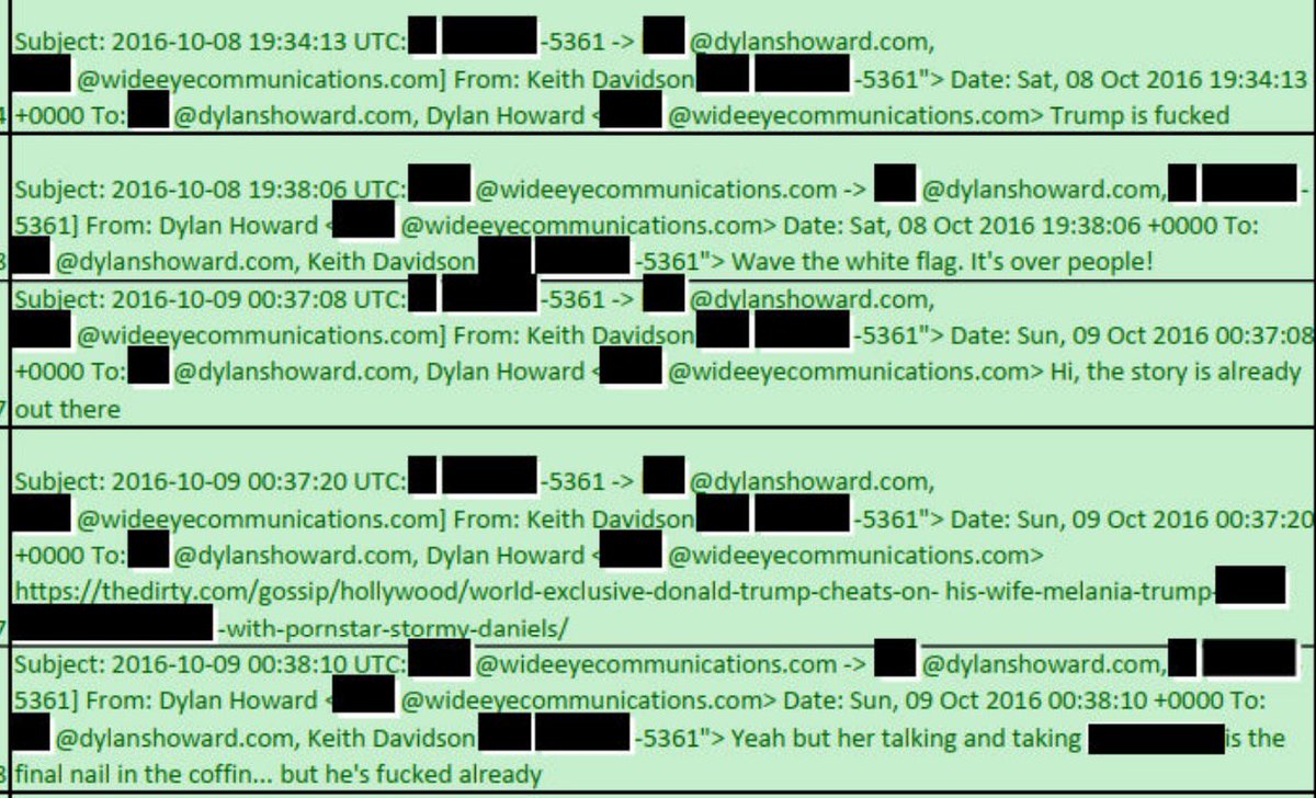 NEW: As soon as the Access Hollywood tape is out, Dylan Howard tells Stormy Daniels and Karen McDougal's lawyer, 'Trump is fucked.'