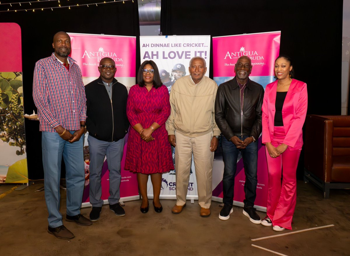 Legends Sir Vivian Richards, Sir Richie Richardson, Sir Andy Roberts, and Sir Curtly Ambrose celebrated with Cricket Scotland in Glasgow, honoring their World Cup qualification and the upcoming cricket events in Antigua and Barbuda @CricketScotland #AntiguaBarbuda #beinit