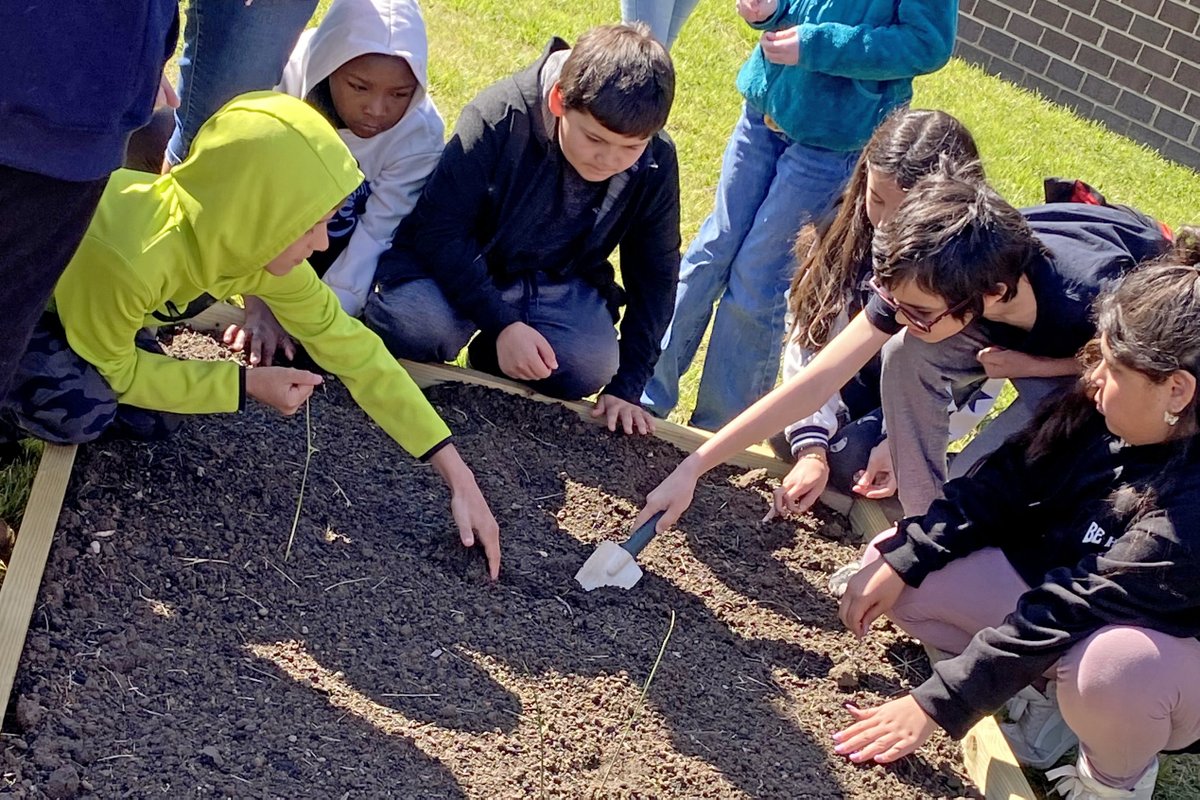 Matoaca Elementary celebrated Earth Day by planting seeds in the school garden. Students in every grade helped plant the new garden space, which was made possible by the PTA, school administration and fourth grade teacher Christine Miller.