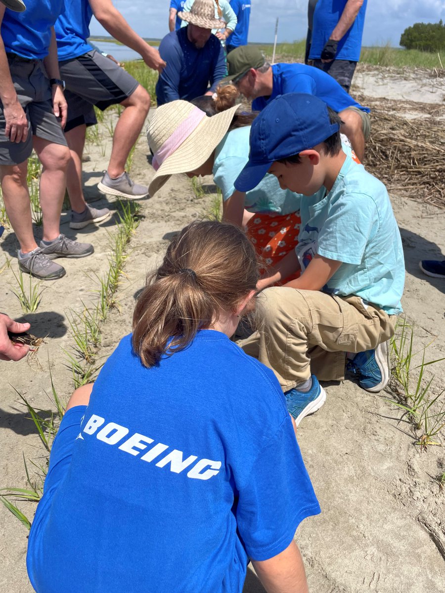A huge thank you our teammates and <a href="/CoastalEx/">Coastal Expeditions</a> for helping to make Bulls Island a better home for wildlife this #EarthMonth.

#TeamBoeing volunteers planted rows of Smooth Cordgrass and swept the island for litter, both of which will improve the shoreline's resilience.