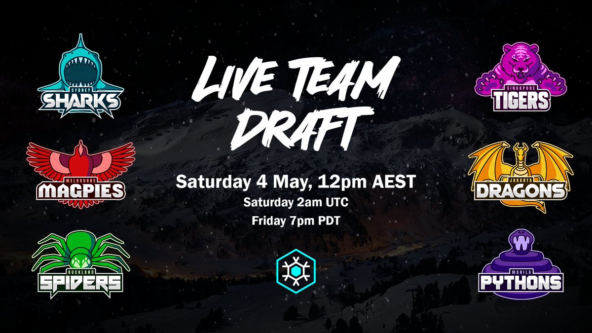 Frostbite_OCE's tweet photo. The date and time for the live team draft has been confirmed!

Tune into Twitch this Saturday at 12pm AEST to watch our captains build the strongest possible lineup of OCE competitors! https://t.co/bk6VF8GtPt
