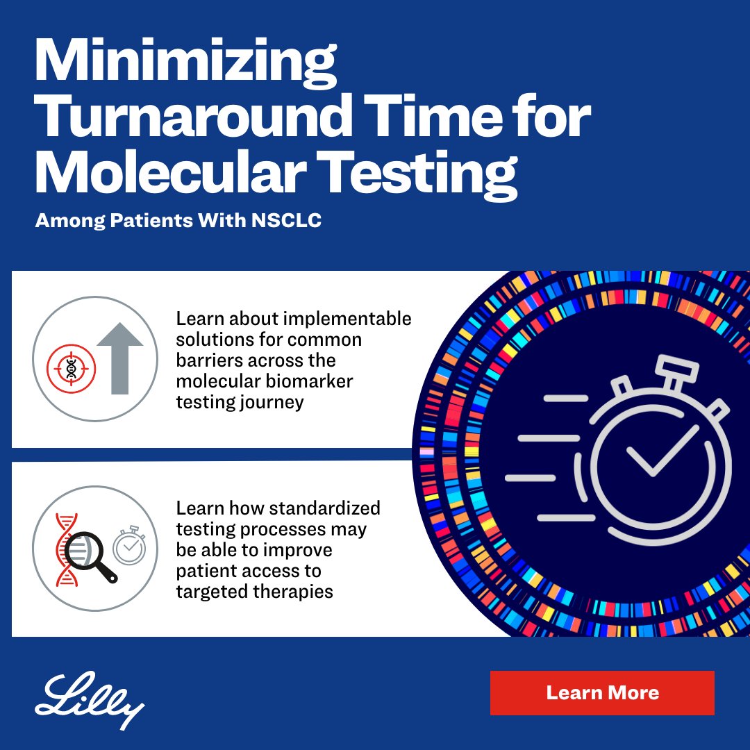 Did you know that <40% of eligible #NSCLC patients receive targeted therapy? #LCSM Examine common barriers encountered throughout the #BiomarkerTesting journey and discover solutions that can improve patient access to targeted therapies. Learn more here: e.lilly/3QfQPLV