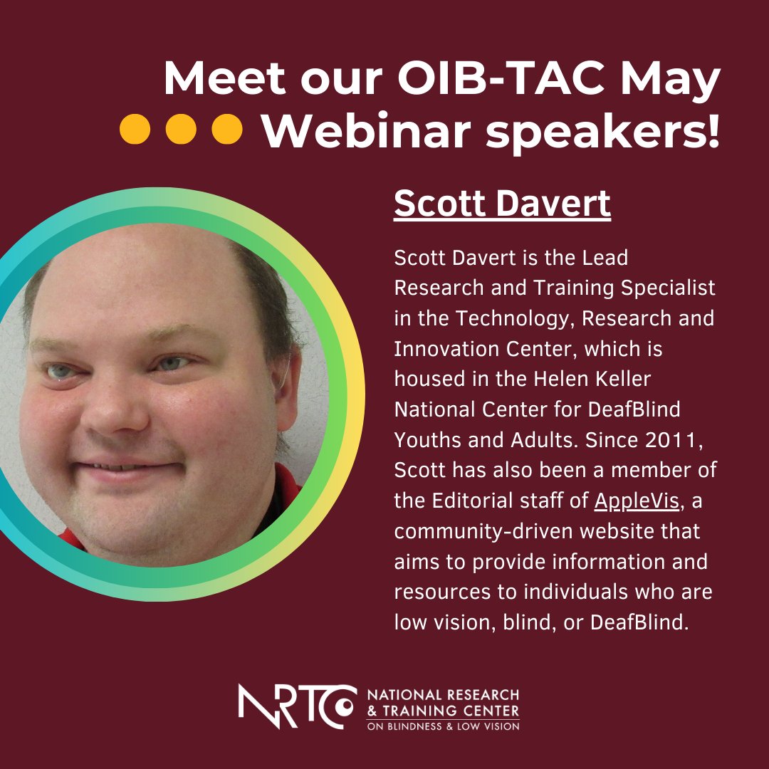 MSU_NRTC's tweet image. On May 17, check out our OIB-TAC webinar: Considerations Regarding #OTCHearingAids When One is Blind or Has #LowVision. As many older adults experiencing hearing loss, are these aids viable options? Join our speakers from @HKS_Media as we discuss. Sign up: i.mtr.cool/rrfdjtvzdl