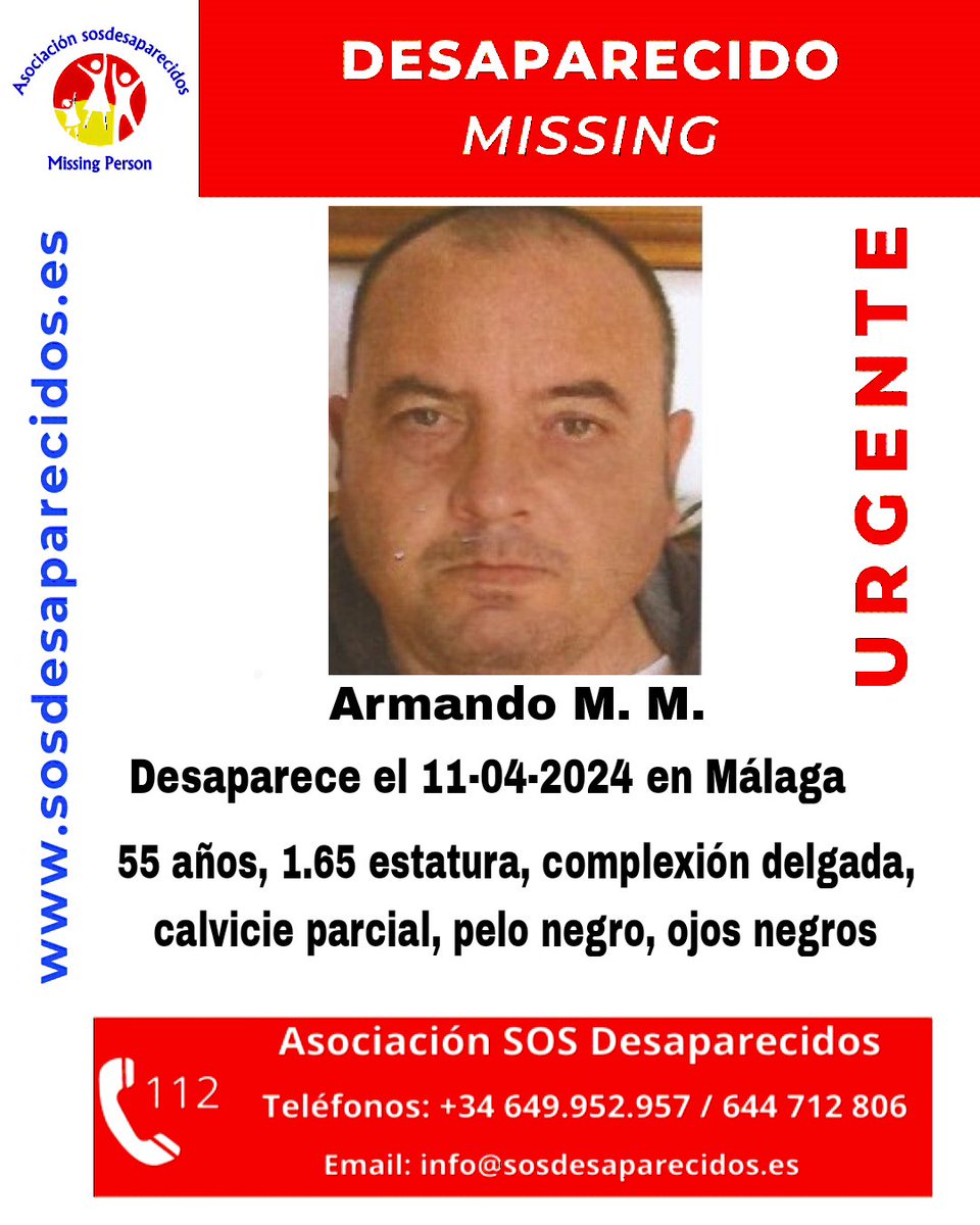 🆘 DESAPARECIDO
#desaparecido #sosdesaparecidos #Missing #España #Málaga
Síguenos @sosdesaparecido