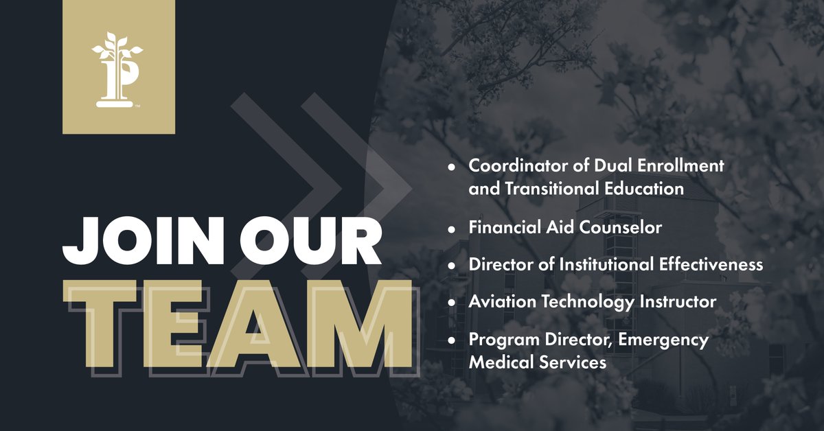 Pierpont isn't just a great place to learn - it's a great place to work. Browse a number of positions available across our campuses currently and join the Pierpont Pride!

Explore open positions ➡ go.pierpont.edu/Employment.