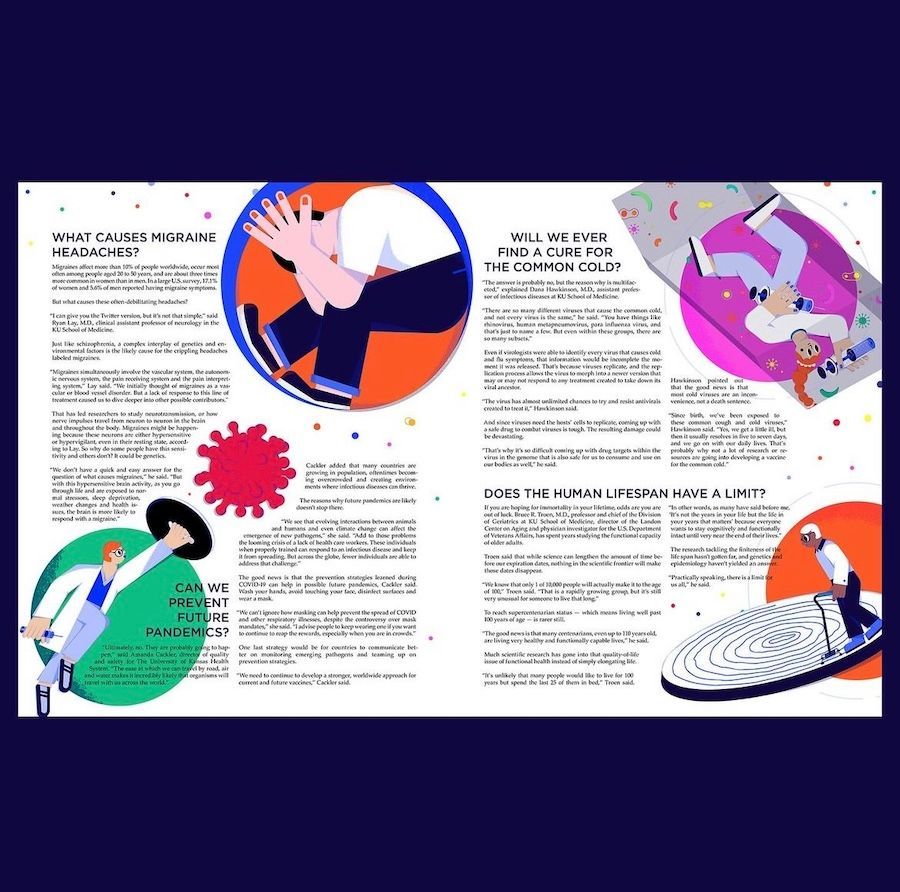 👀 👏 @MengxinLiart for Kansas Medicine & Science about Medicine’s Most Intriguing Mysteries🔎 

#rsar_group #medicine #kansasmedicineandscience #editorial #graphic #conceptual #science #digitalart #illustrator