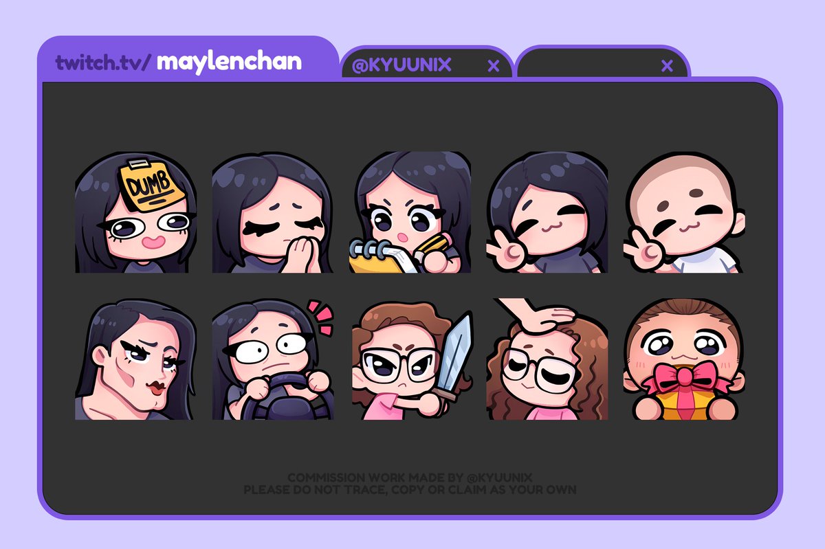 °˖✿˚⋆𝑪𝒐𝒎𝒎𝒊𝒔𝒔𝒊𝒐𝒏 ⋆˚✿˖°
pack de emotes para <a href="/Maylenchan/">Maylen 🌠</a> <3
cual es vuestro favorito y por qué el maylenCHAD🤨