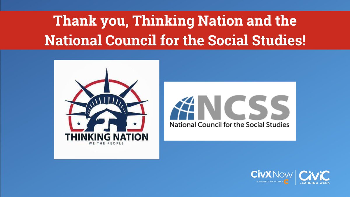 Thank you to our partners @thinking_nation and @ncssnetwork for hosting an event on the state of social studies education during #CivicLearningWeek! We appreciate your perspective on the movement.