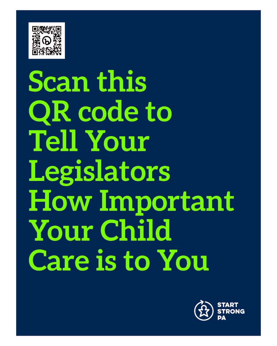 Help us advocate for increasing state investments in child care.
@StartStrongPA
#RaiseChildCare #SpeakUp #CareCantWait #SolveChildCare