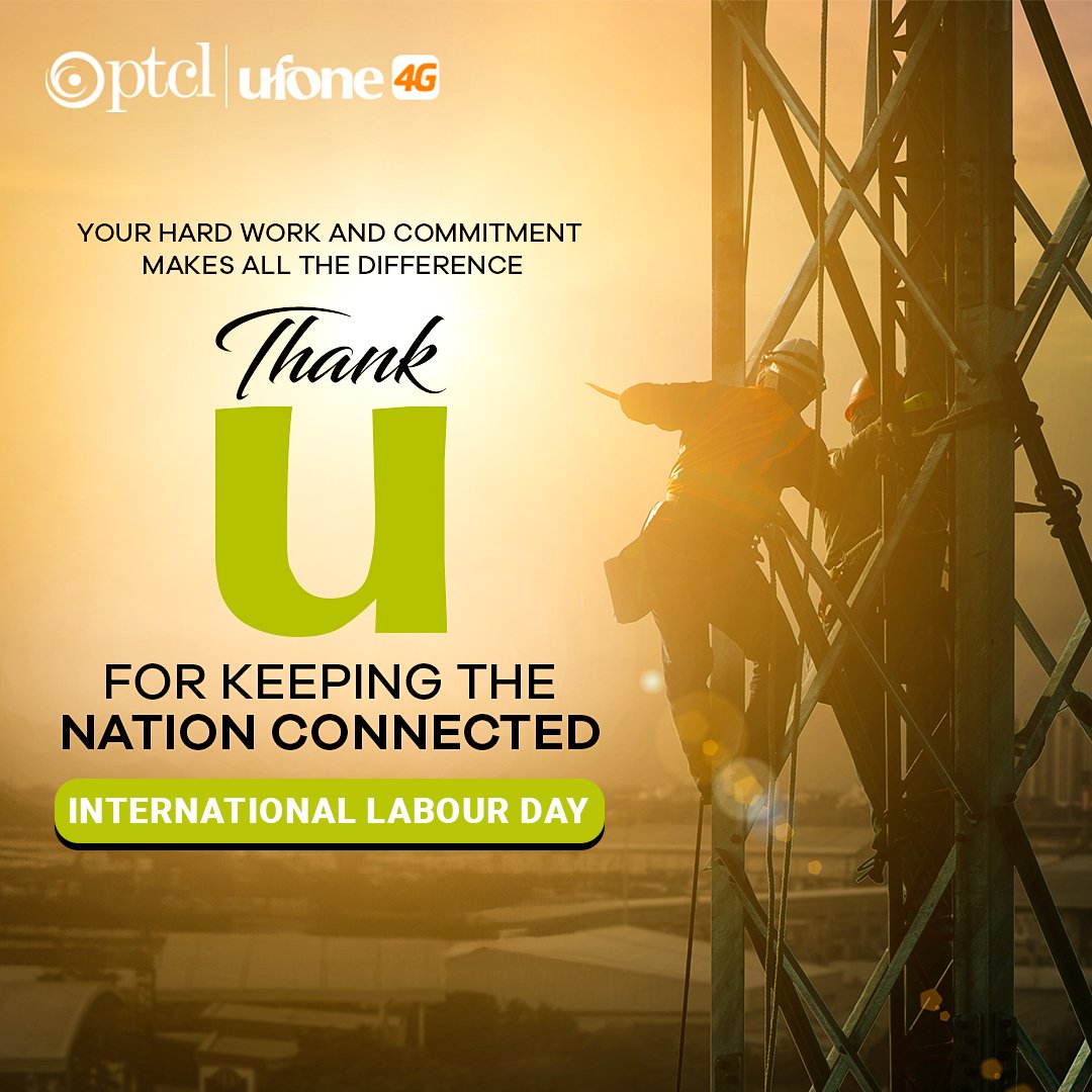 We owe you big time for your invaluable contribution. ❤ 

International Labour Day! 😌

#Ufone4G #PTCL #LabourDay