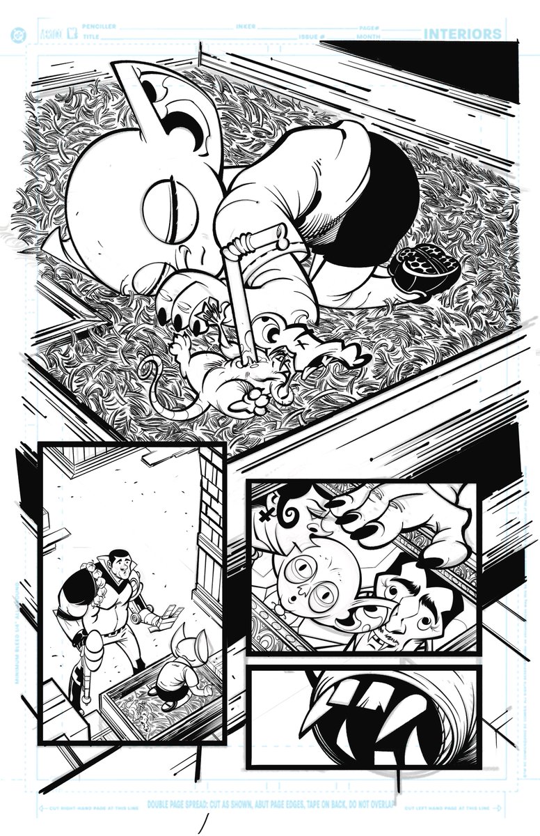 Page 6. The reveal! He's just a little baby vampire boy, just a little guy. Just a little baby guy vampire. #comics #comicart #indiecomics #horrorcomics #humor