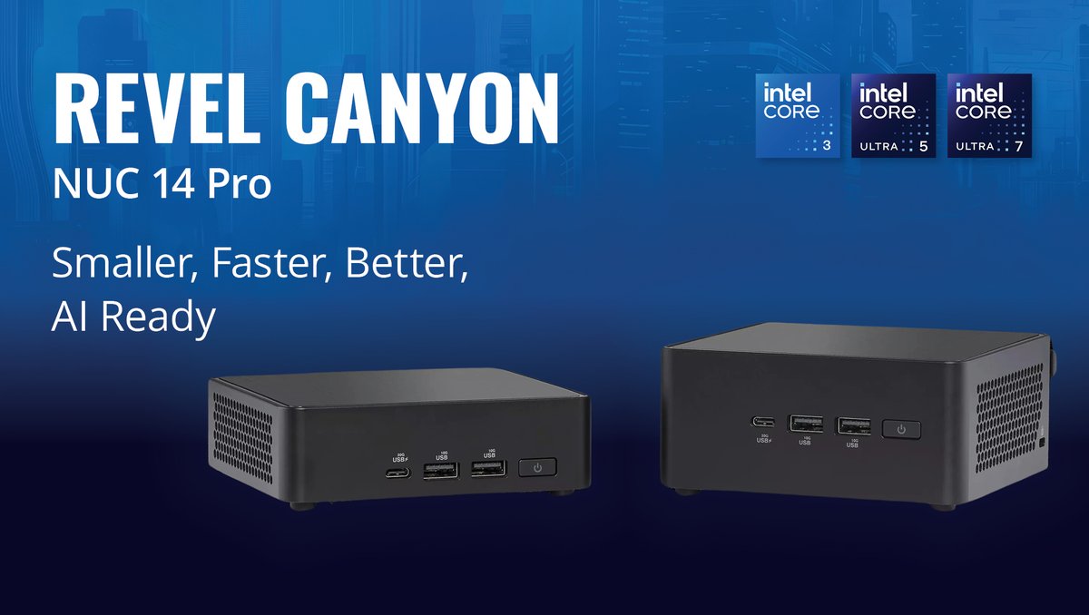 The new NUC 14 Pro is here to revolutionize your #computing! 🚀 Powered by the all-new Intel® Core™ Ultra processor family and customized based on your unique needs, Revel Canyon delivers a computing experience like never before. Learn more: ow.ly/rN2F50R5K0J