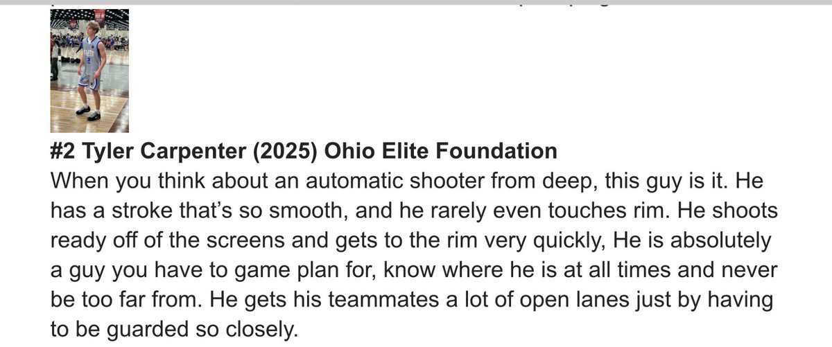 Tyler had a strong start to the first circuit session. 
Shooting very well. Game 3 to be exact with a high of 4 3 pointers and 20 points. 
Game 4 Tyler hit some big 3s to keep us in the game. 
Tyler also helps on the glass and is constantly moving without the ball easy to find.