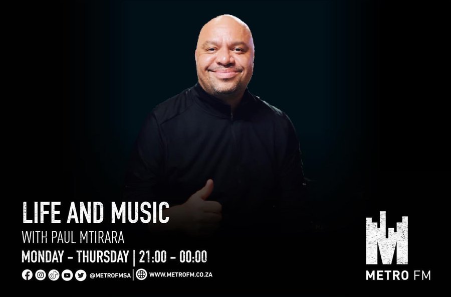 Get ready for great music & conversations on #LifeAndMusic with @paulmtirara | Monday - Thursday 21:00 - 00:00  

📲: 060 552 7303 
☎️: 086 000 2160 
Listen Live: metrofm.co.za