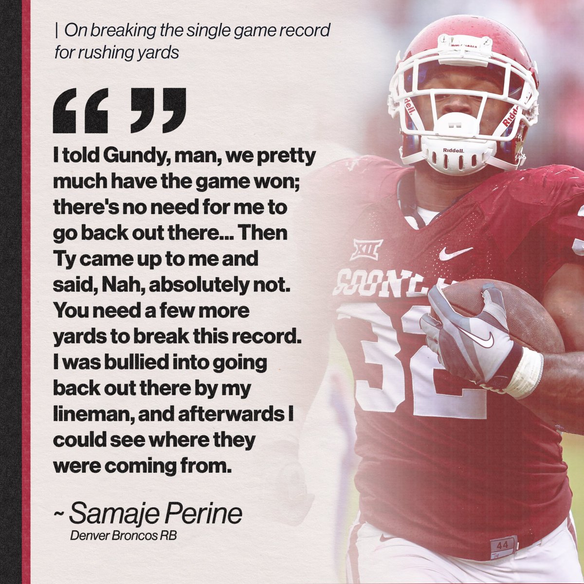 With the single-game rushing record at stake, @samajp32’s teammates were determined not to let him miss the opportunity. 💯