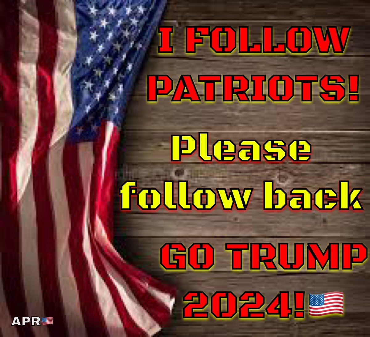 I’m trying to get to 2,500 followers. I only need 48 more to reach that goal. If I can get your help I will follow all like minded Patriots back. Thanks for your help.