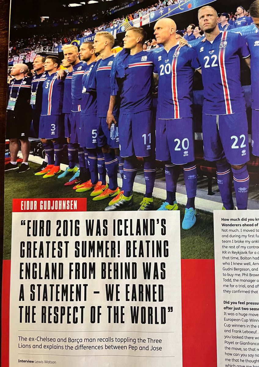 I'm in the Players Lounge with @Eidur22Official in this month's @FourFourTwo talking all things Pep & Jose, THAT Barcelona team, Iceland (not the supermarket), Chelsea and 'love at first sight' meeting Jimmy Floyd Hasselbaink in a lift... On sale now 🗞️