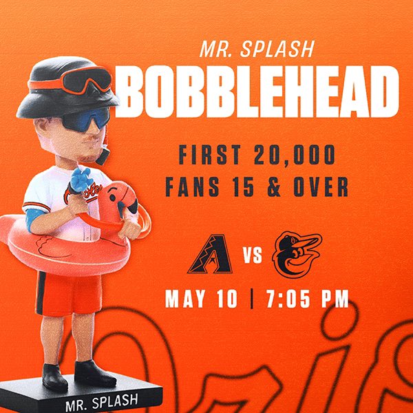 LOVE that one of the @orioles best in-park innovations of the past 20 years (the Bird Bath Splash Zone) is getting recognized with its own bobblehead (5/10). Congrats Mr. Splash! #Birdland #sportsbiz