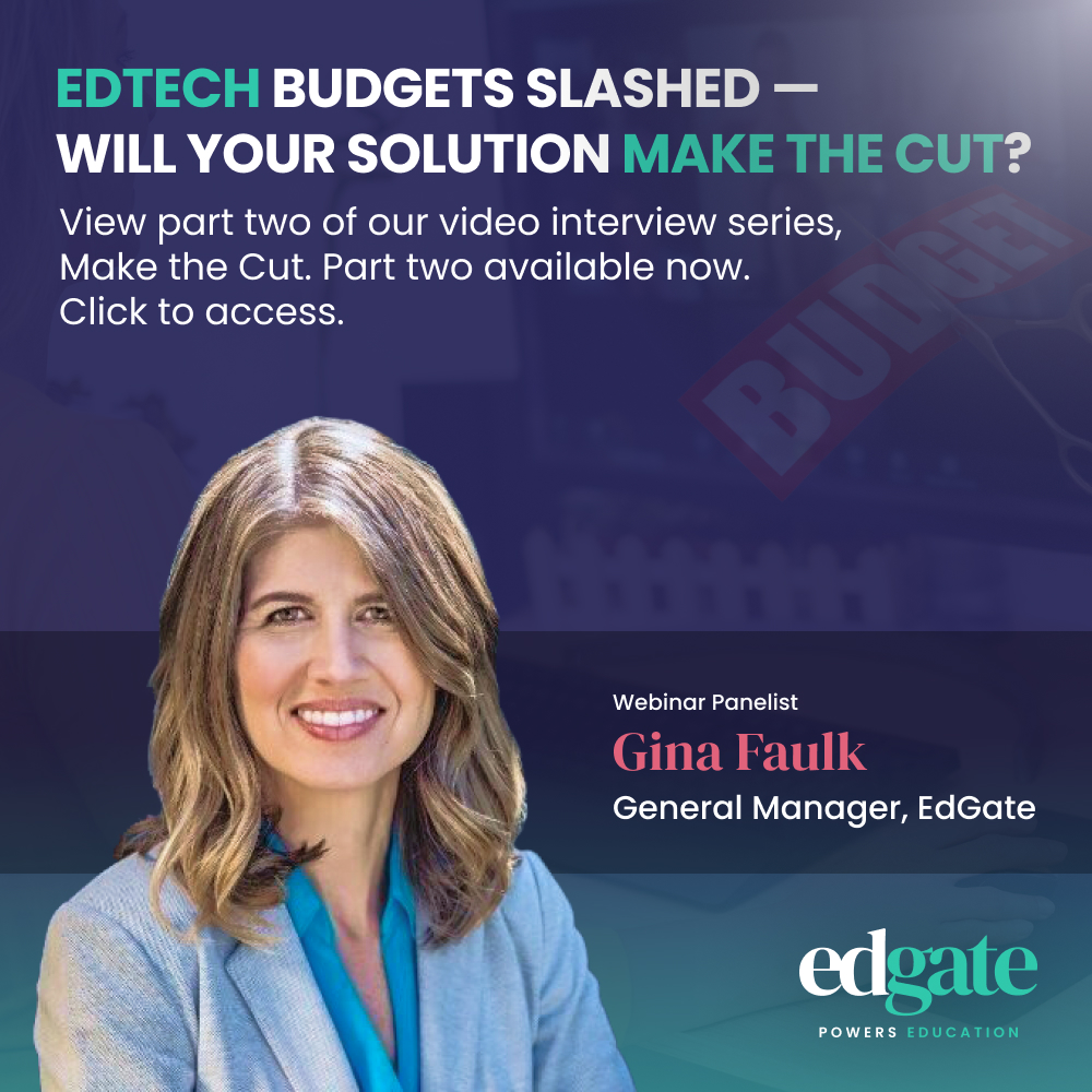Third Party reviews are just one of the many challenges EdTech providers will face in this budget cycle. Check out our Making The Cut video series to learn how your company can avoid the chopping block. zurl.co/el6M