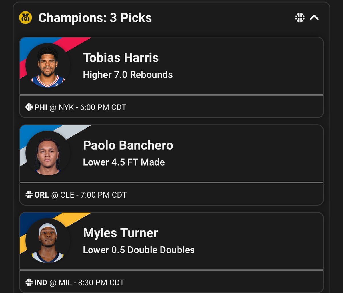 🚨ALERT!!🚨

TAIL THE CONSISTENCY

Tobias O 6.5 Rebounds 
Paolo U 4.5 FTM
Turner U DD

All very consistent the whole playoffs why not pair them!?🔥🔥

#NBAPlayoffs #underdogfantasy #pickem