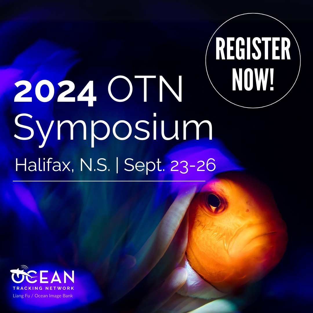 Register for OTN's 2024 Symposium! This event, which is open to researchers, students and anyone interested in the field of aquatic telemetry, will be held in-person in Halifax, N.S. from Sept. 23-26, 2024. For more information, visit: oceantrackingnetwork.org/2024-otn-sympo…