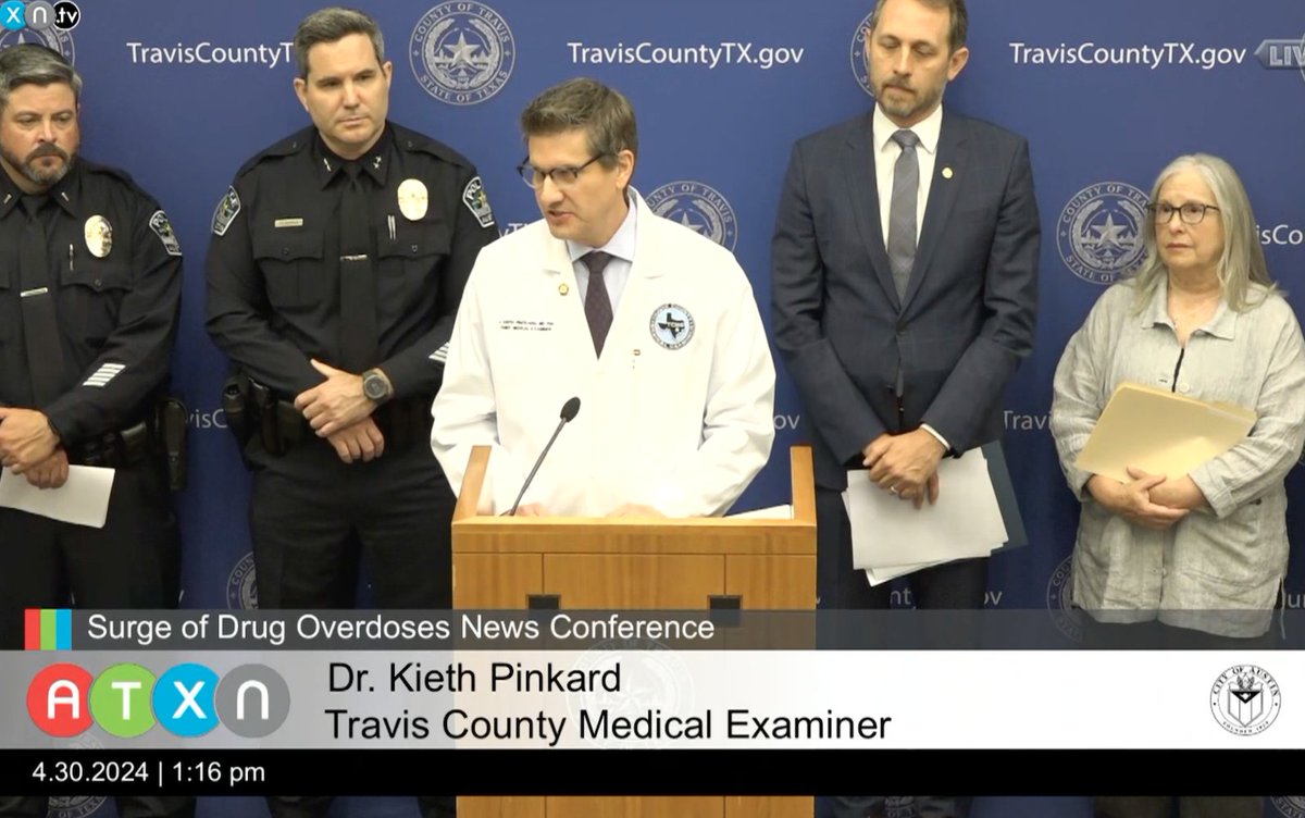 Travis County and the City of Austin just held a press conference on yesterday's surge of overdoses. Here’s what we learned, and what you need to know. 🧵